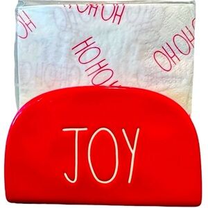Rae Dunn 2pc JOY Christmas Table Napkin Holder Red White Napkins Ceramic Holiday